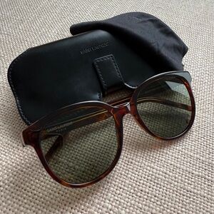 Saint Laurent SL 317 003 Havana Oversized Round Sunglasses Unisex